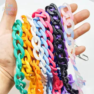 Solid Color Acrylic Curb Chain Links, Resin Chain Accessories with Lobster Clasp, Multi-Use DIY Chain for Bag Straps, Keychains, Phone Charms & Jewelry Making