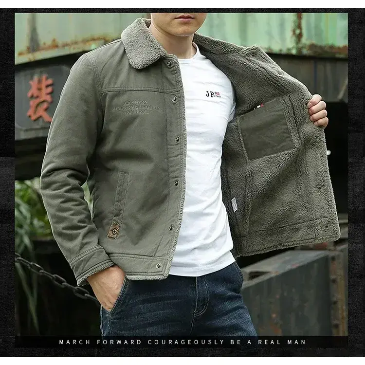 Winter men's cotton jacket High quality and fleece jacket thick padded jacket casual loose large size winter wear
