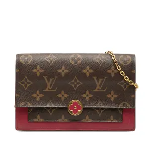 Pre-owned Louis Vuitton Canvas Small Leather Goods Portefeuille Floral Monogram 2way Chain Wallet