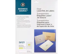 Business Source Laser Labels Return Address 1/2"x1-3/4" 2000/PK Clear 26121