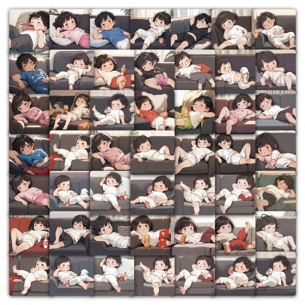 Cartoon Couple Pattern Sticker, 59pcs/set Waterproof Self Adhesive Sticker, Decor Sticker for Gift Greeting Card Water Bottle Laptop Phone