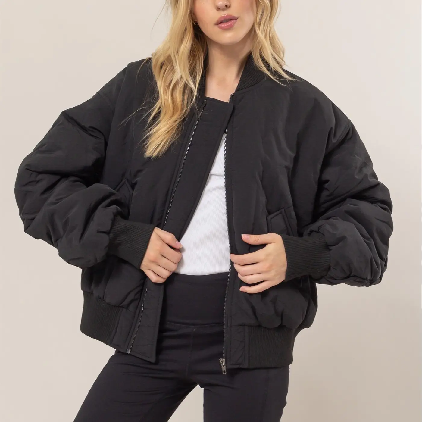 Oversized Bomber Puffer Jacket