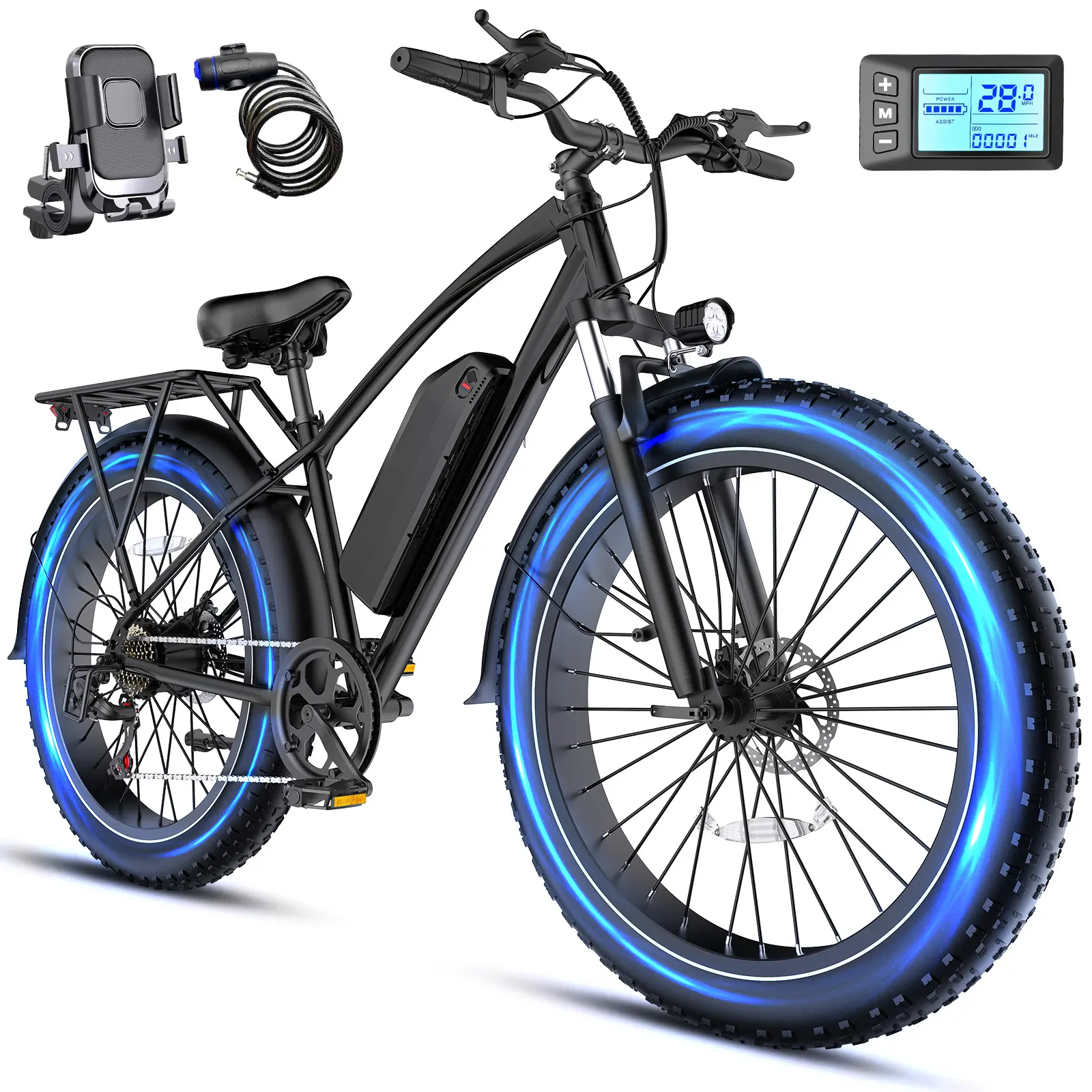 Adult Electric Bike, 26" Commuter E-Bike with 7-Speed Gears, 1500W Peak Motor, Removable Battery, 40-55 mi Range, All-Terrain Electric Mountain Bicycle dirt bike bicicleta electrica e bikes for adults trendy ebike