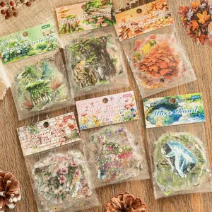 Romantic Forest Leaf Pet Ink Stickers Pack, Art Stickers, 40 Sheets Per Pack, Natural Series, 6 Designs, Ideal for Nature Lovers