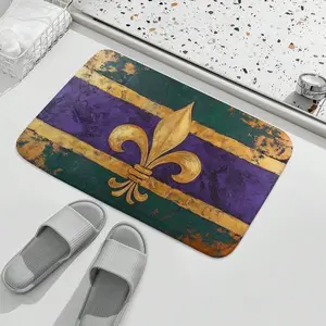 1/2/3pcs New Orleans Mardi Gras Carpet , Purple, Gold, Green, And Other Colors - Non-Slip Rubber Backing, Machine Washable Polyester Carpet, For Home Decoration, Bathroom Carpet |   Bright Carpet