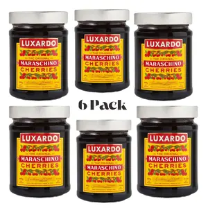 Luxardo The Original Maraschino Cherries (6PACK) Gourmet Italian Maraschino Cherries | Ideal for Cocktails and Desserts, 400g Jar