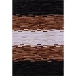 SUPER SALE Brown & White Brickwork Patchwork Natural Cowhide Area Rug - 6' 0" x 9' 0"