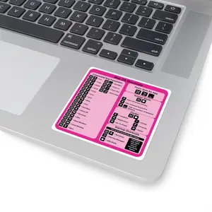 Mac OS Shortcuts Square Stickers | Cheat Sheet, Tech Decor, Laptop Accessories, Gift for Techies, Study Aids, Stylish Reminders