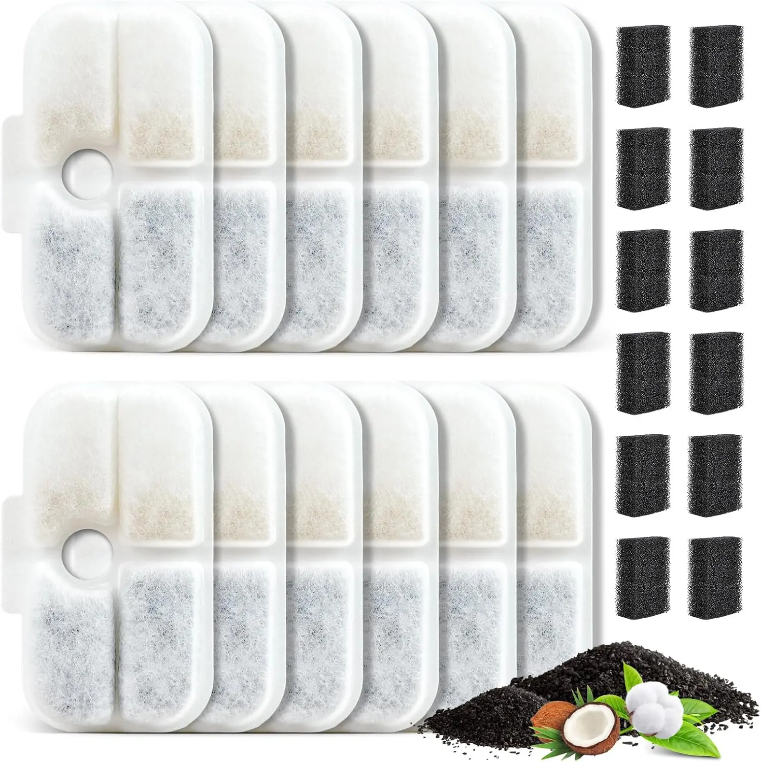 12 Pack  Water Fountain Filter, Fountain Filter Replacement Compatible With PETLIBRO Dockstream Tomxcute  Water Fountain PLWF005 / PLWF105 / PLWF115