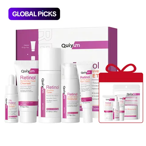 Retinol Anti-Aging Skincare Set for Women, with Cleanser, Toner, Serum, Eye Cream & Face Cream, Helps Reduce the Look of Wrinkles, Retinol Facial Kit #GLOBAL PICKS