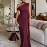 Curvysweet Isolde Women's 1-Shoulder Tight Knit Mesh Ruched Maxi Formal Gown - Built-in Bra, Sleeveless, Elegant, Ribbon Accent, Womens Dresses, Formal Wedding Guest Dress, Black Tie Attire,sohochic