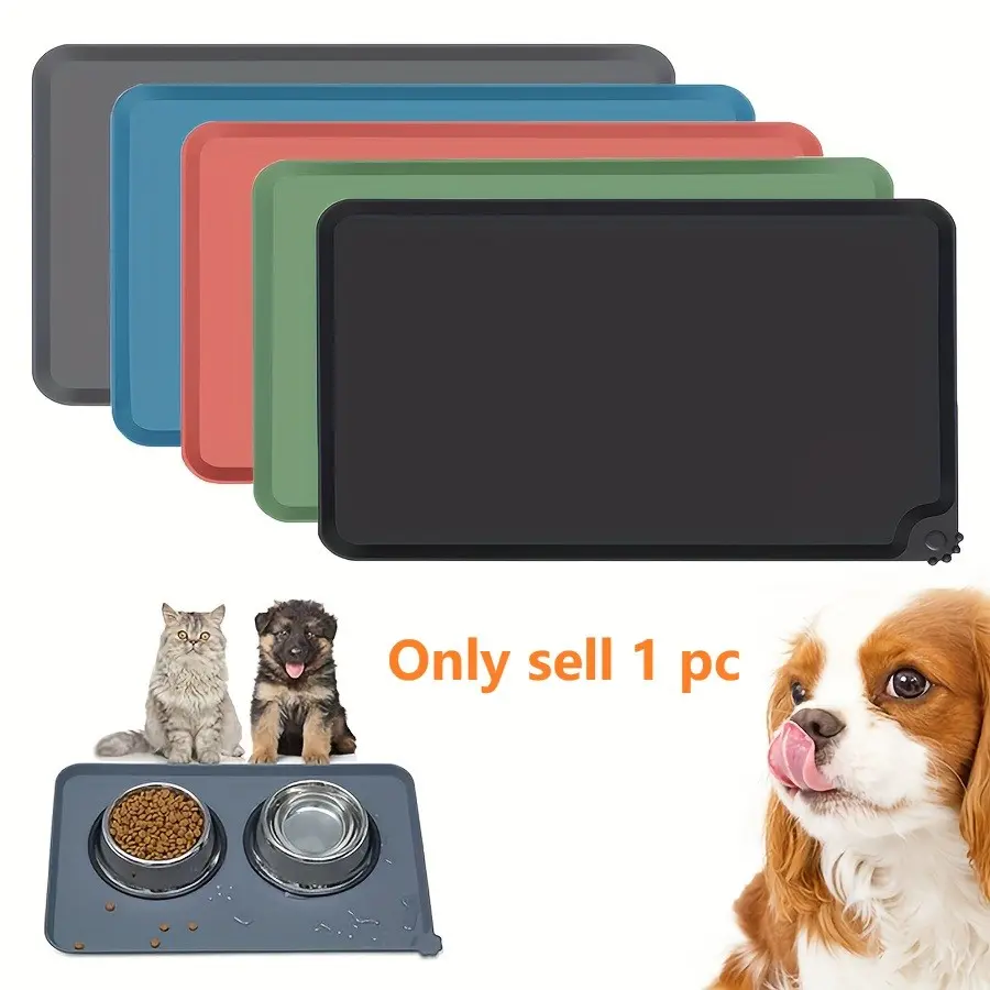 Waterproof Silicone Pet Mat, Solid Color Non-slip Pet Feeding Food Pad, Portable Pet Bowl Feeder Drinking Mat for Dogs & Cats