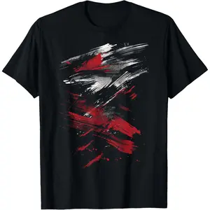 Red And Black Dynamic Splatter Graphic T-Shirt T-Shirt for Men ​   graphic tees Men's Cotton Casual T-Shirts menswear crewneck classic cotton tee