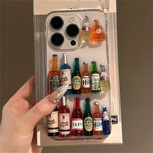 DIY Creative Liquor Bottle Phone Case For iPhone 16 15 13 14 12 Pro Max 16 Plus 11 Funny Drink Gift Acrylic Transparent Cover