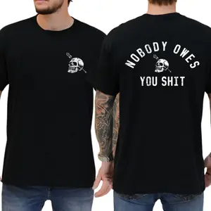 Nobody Owes You Skull Men's T-Shirt, Unisex Graphic Tee, Daily Menswear, Breathable Cotton, Men Gifts, Trendy Shirt