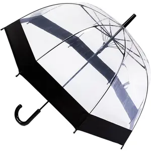 Clear Bubble Umbrella Easy Grip Handle Sturdy Plastic Transparent Dome 8 Ribs Auto Open Stick Rain Umbrella Black