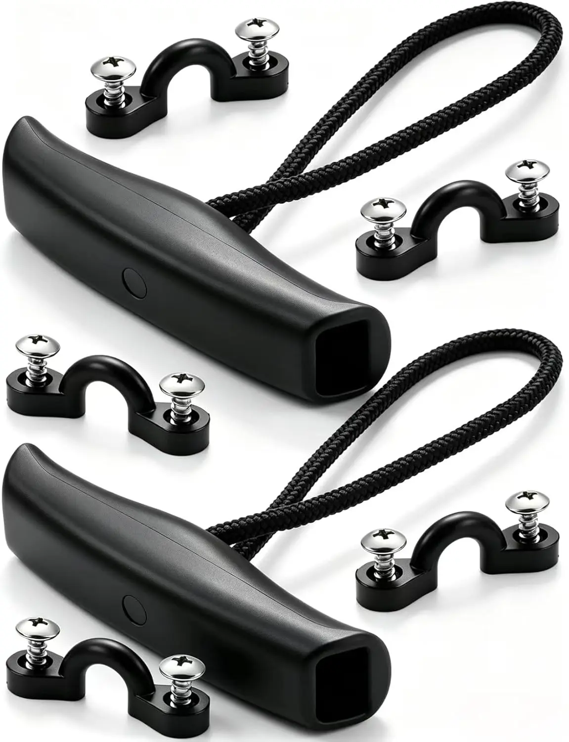 2 PCS Kayak Canoe Carry Handle Pull Handle T-Handle with Cord and 5PCS Pad Eyes - 10 PCS Screws Replacement Hardware Parts Kit
