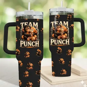 Team Punncch Monkeys Hugging Tumbler 40oz & 30oz, Animal Lover Drinkware For Men Women, Cute Chimp Vintage Graphic Everyday Cup | 130326.C00391.ID03