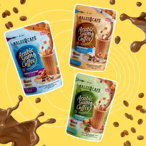 Maleeq Cafe Arabic Gum Coffee, Beverage Instant Coffee - Hazelnut, Cappuccino, Salted Caramel, 10.58 oz (300 gm)