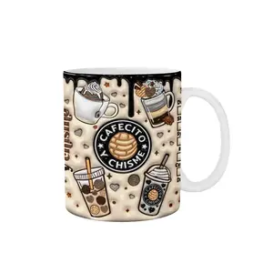 Cafecito y Chisme Dark Brown Mug Ceramic 11oz.