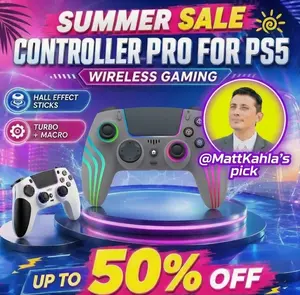 JORREP Anti-Drift Hall Effect PS5/Pro controller ，7 RGB Colors Dual Vibration Turbo 6-Axis Gyro Programmable Buttons 3.5mm Headset Jack 1500mAh Battery Wired Adjustable Gamepad Compatible with PC Android 10 Steam Deck