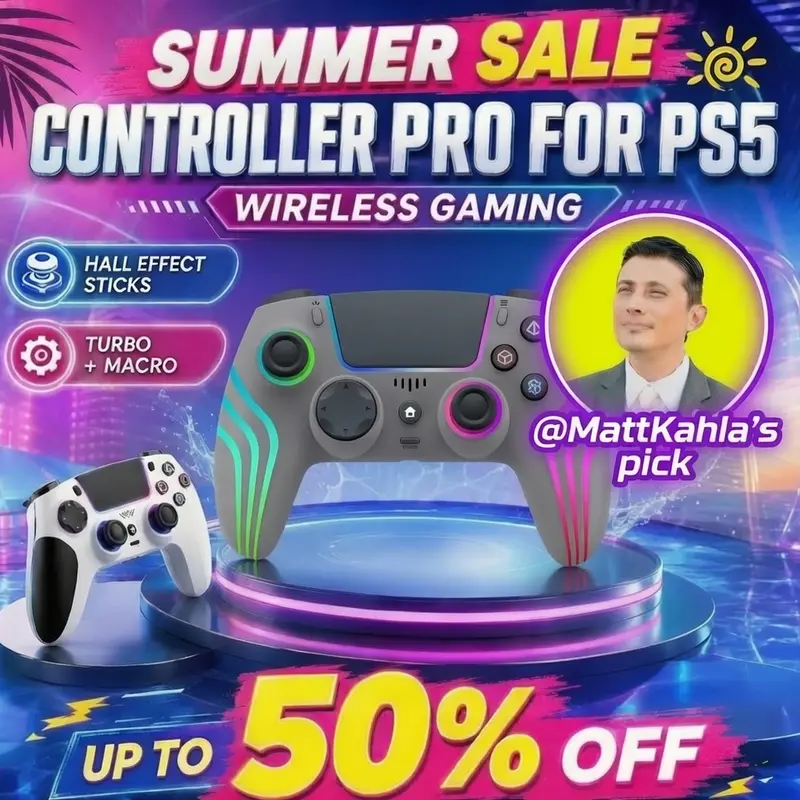 JORREP Anti-Drift Hall Effect PS5/Pro controller ,7 RGB Colors Dual Vibration Turbo 6-Axis Gyro Programmable Buttons 3.5mm Headset Jack 1500mAh Battery Wired Adjustable Gamepad Compatible with PC Android 10 Steam Deck,back to school,back to school haul te