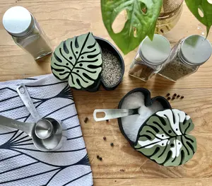 Monstera Container Indoor Plant Monstera Albo Storage Seasoning Bin for Cooking Monstera Accessories for Office Desk Monstera Albo Q Tips, Office Supplies. Cute Housewarming, Birthday Gifts