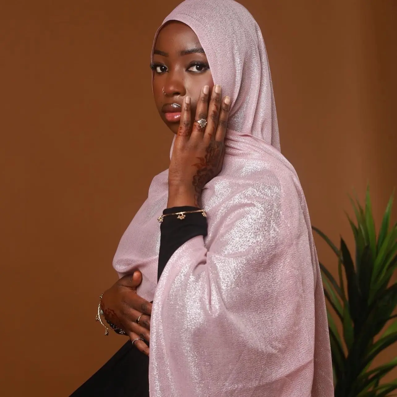 TheeGlimmerCollection Baby Pink Hijab- Hijab