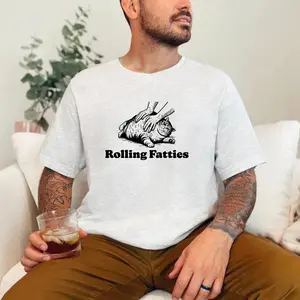 Rolling Fatties Cat Vintage T-Shirt – Funny Retro Cat Graphic Tee, Chill Streetwear Top for Men & Women, 100% Cotton Casual Unisex Shirt