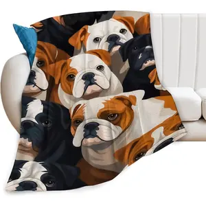 Funny Bulldog Blanket Pet Dog Decor Soft Cozy Throw Blanket French English Bulldog Super Plush Warm Stuff Lightweight Flannel Blankets Gifts for Dog Lovers Women Girls Boys Kids Adults
