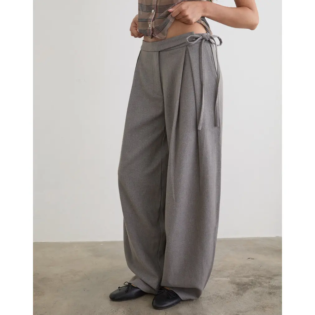 Arden Tie Waist Trouser in Tailoring Grey