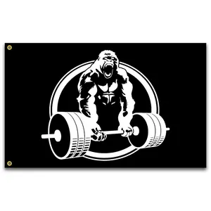 Gorilla Weightlifting Flag 3x5 Ft Motivational Fitness Inspirational Flags for Home Gym Decor College Room Wall Garage Flag Banner Decor