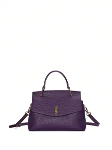 Trendy Ostrich Print Handbag & Shoulder Bag, Versatile Shell Crossbody Bag, Elegant Women's Purse with Gold Hardware, Crossbody Shoulder Purses, Elegant Commuter Bag