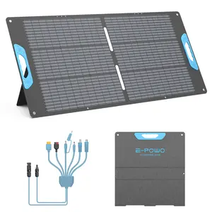 E-POWO 110W 20V Portable Solar Panel for Ecoflow Anker Jackery Power Station, 23.5% High Efficiency ETFE Foldable Solar Panels Charger, QC3.0 USB-A &Type-C Output, IP67 Waterproof for RV, Outdoor Camping, Off Grid usb solar panel charger Kickstands