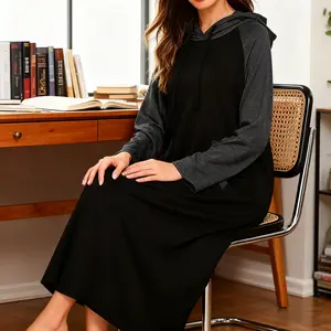 Sleepwear Women Long Sleeve Hooded Nightgown autumn