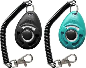 Pet Training Clicker with Wrist Strap - Dog Training Clickers (New Black + Blue)