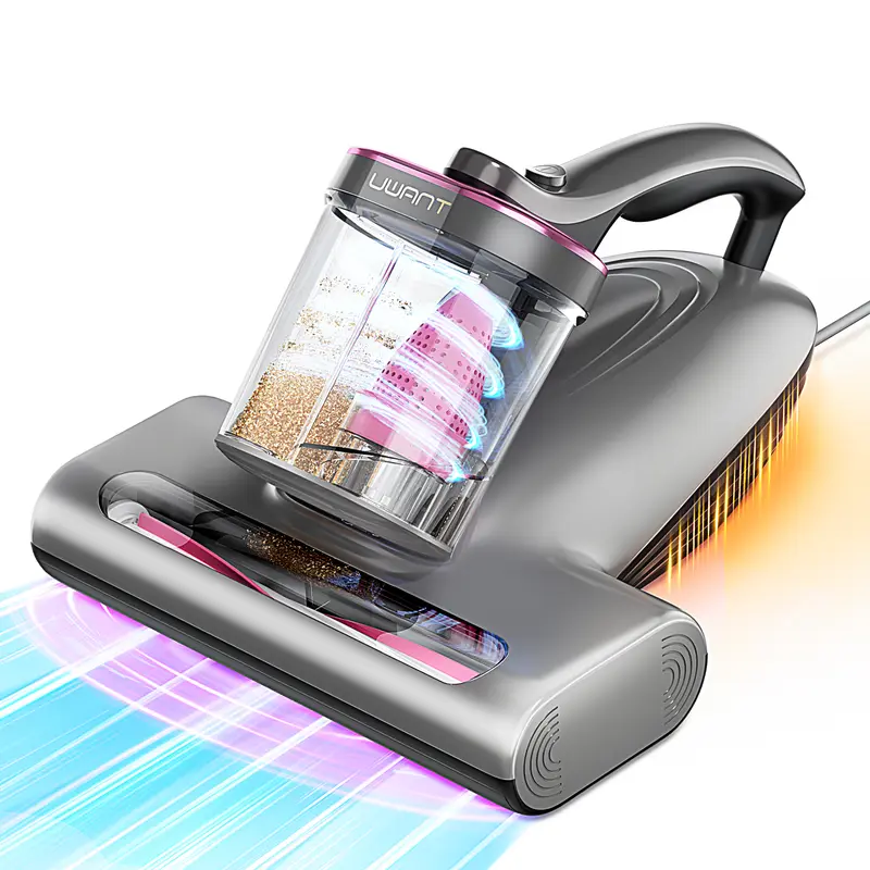 Uwant Anti-allergen Bed Vacuum Cleaner with UV Sterilization & Heating 450W 16Kpa 36000RPM Dual Dust Cup Smart Display Screen for Skin Health Pink