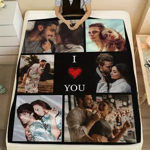 Customized Valentine's Day couple photo flannel blanket, personalized, soft and warm, suitable for all seasons, perfectly suitable for beds, sofas, offices, picnics, and travels， cooling blankets