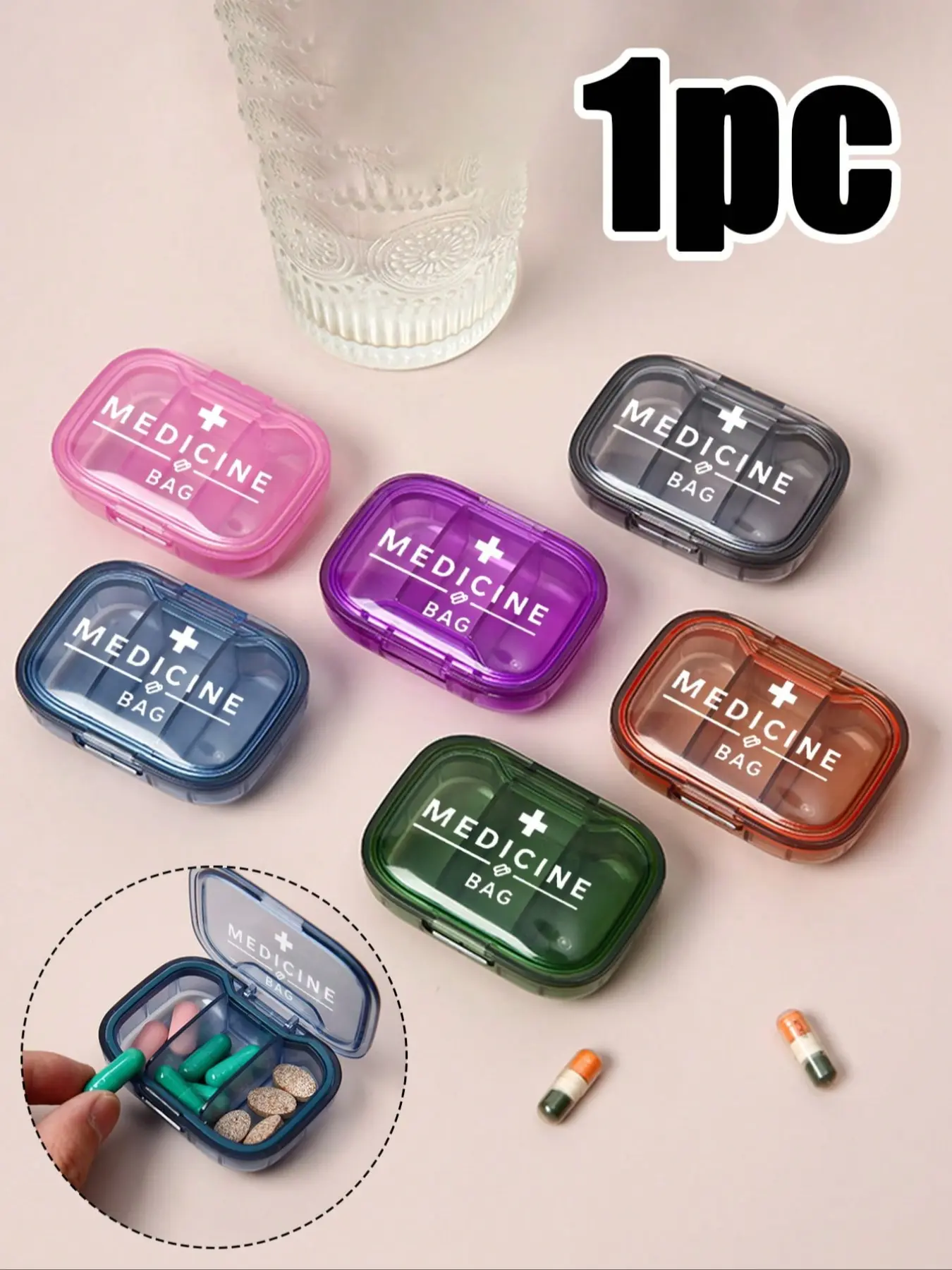 Portable Minimalist Medicane Medical Bag, Three Compartment Design, Waterproof Moisture-Proof, Suitable for Home Travel, Store Pills Rings, Vitamin Organizer, Supplement Organizer, Dustproof Medicine Organizer