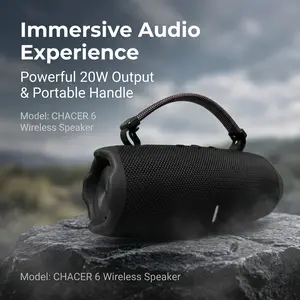 Charge6 Wave 6th Generation Portable Wireless Bluetooth Speaker - Waterproof Outdoor Subwoofer with Handle, Mobile Stereo Audio, Carry Case