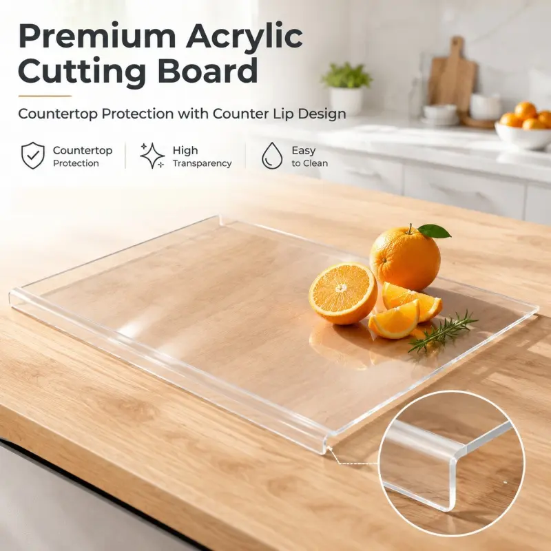 Transparent acrylic cutting board with countertop guard, scratch-resistant and easy-to-clean, non-porous, ideal for kitchen food preparation and countertop protection, Cutting Boards For Kitchen