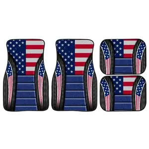 Set of 4 American Patriotic Car Floor Mats - All-Weather Polyester, Suitable for Cars/SUVs, The Ideal Gift for Both Men and Women