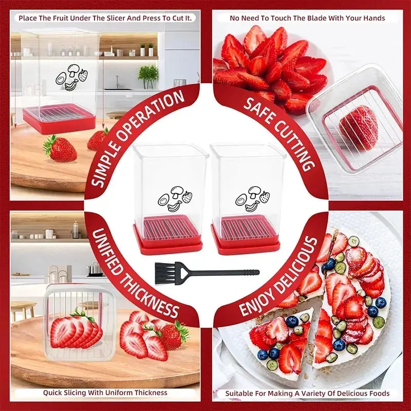 Fruit Speed Cup Slicer with Push Plate - Versatile Egg, Strawberry, and Banana Cutter for Quick and Easy Food Preparation