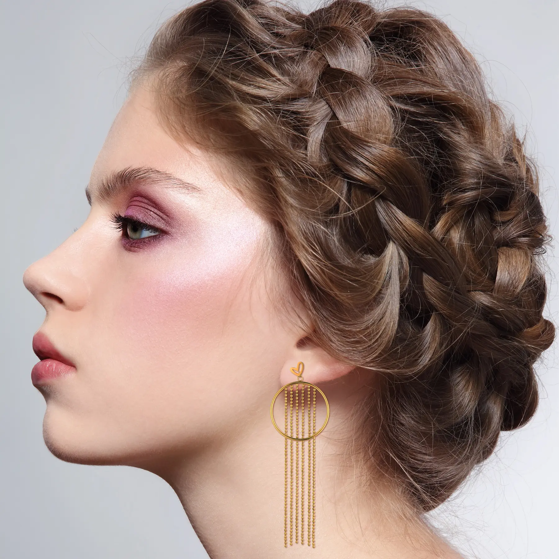 OIDEA Hoop Earrings for Women, Chunky Stainless Steel Statement Jewelry with Long Fringe Tassels, 4.33" Large Size for Parties, Chunky Jewelry, 1.37 Inch Hoop Width, Long Tassel Drop, Evening, Long Swing