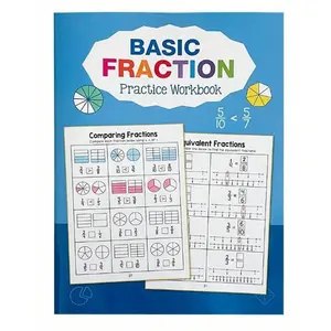 Basic Fraction Learning Workbook for Grades 3-4, Durable Paper Material with Rich Illustrations, Educational Tool for Teenagers, Math Practice Book, Visual Learning Tools