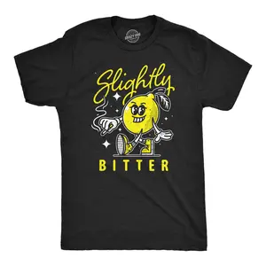 Mens Slightly Bitter T Shirt Funny Bad Lemon Naughty Fruit Joke Tee for Guys Mens Funny T Shirts Cool Vintage Fashion T-Shirt Gift Classic Menswear Funny Food Short Sleeve Novelty Tees for Guys Black -