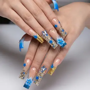 AVIARA  LONG  Square  10pcs Handmade Acrylic  Y2K Press On Nails Luxious Salon Quality Fake Nail detachable nails