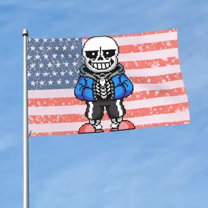 2x3ft / 3x5ft Undertale Sans Flag - American Flag Style Pixel Art Polyester Banner for Outdoor Yard & Home Decor