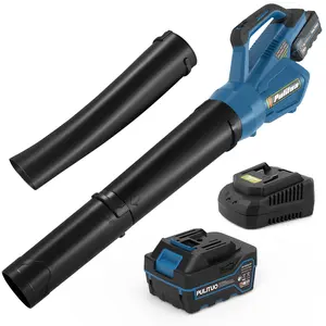 PULITUO 20V Cordless Leaf Blower 4.0Ah Battery 400CFM Airflow 90MPH Wind Speed Includes Long & Short Nozzles Lightweight for Yard & Garden Cleaning