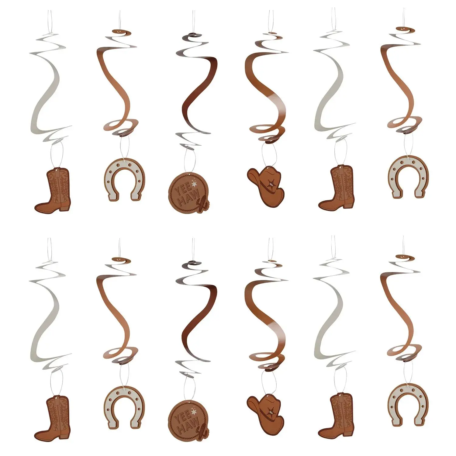 32" Western Party Hanging Swirl Decorations - 12 Pc.